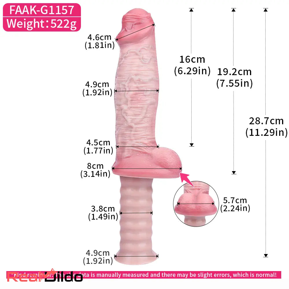 11.29in Real Lifelike Sword Uncut Double Layer Silicone Soft Handle Dildo