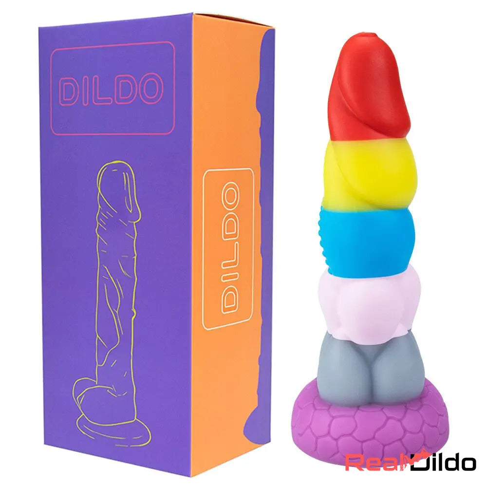 8.66in Silicone Rainbow Soft Big Dildo For Gay LGBT Adults Sex Toy Real Dildo