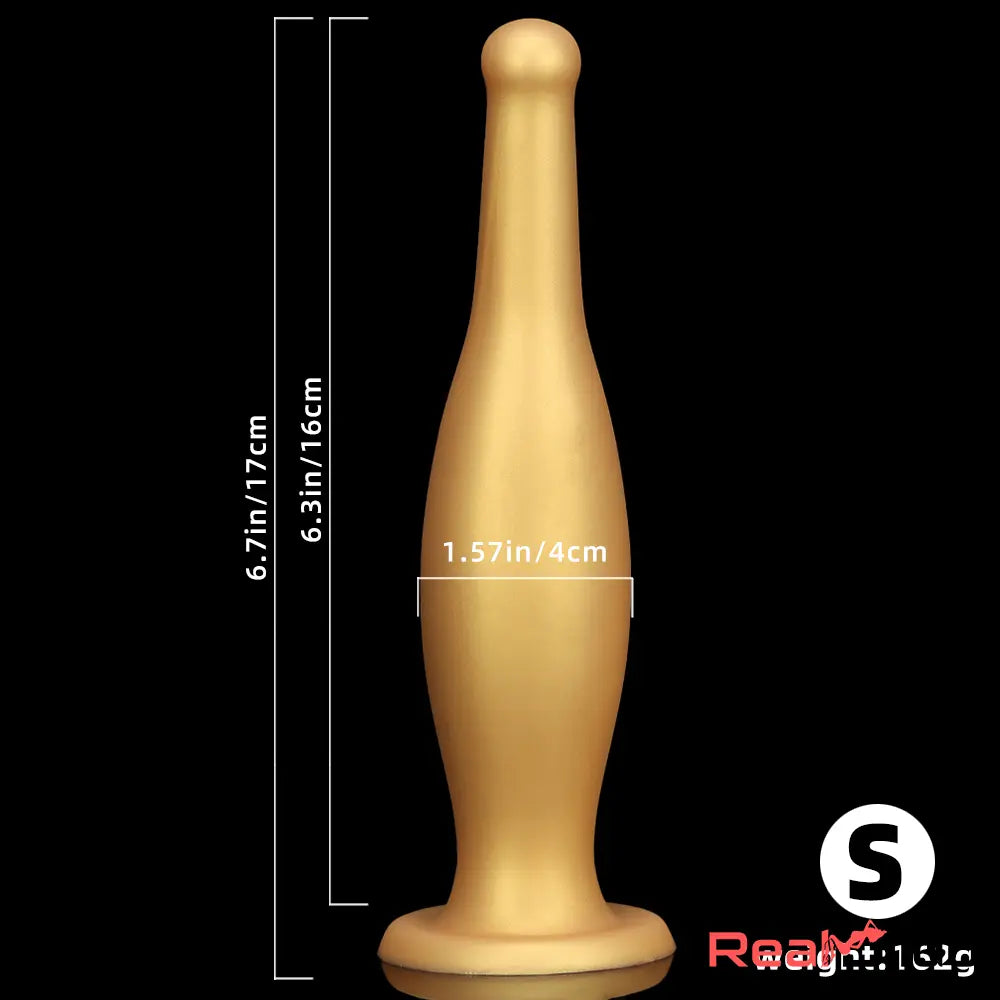 6.7in 11.41in Gold Beer Bottle Silicone Soft Big Anal Butt Plug Thick Dildo - Real Dildo