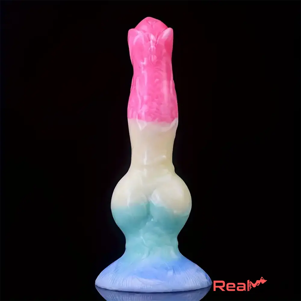 8.03in Fantasy Big Dog Knot Silicone Soft Dildo For G-Spot Stimulation Play Real Dildo