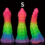 6.34in 8.66in Silicone Soft Rainbow Cock Tentacle Luminous Intimate Dildo Real Dildo