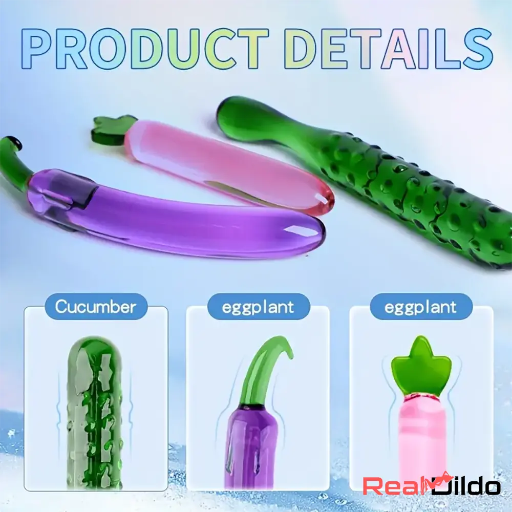 6.2in 7.5in 7.7in Discreet Colors Fruit Vegetable Crystal Glass Anal Plug Dildo Real Dildo