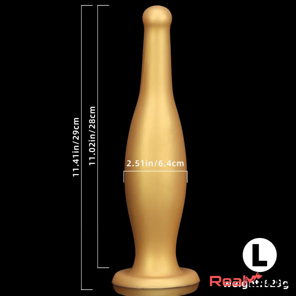 6.7in 11.41in Gold Beer Bottle Silicone Soft Big Anal Butt Plug Thick Dildo - Real Dildo