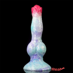 8.03in Fantasy Big Dog Knot Silicone Soft Dildo For G-Spot Stimulation Play Real Dildo