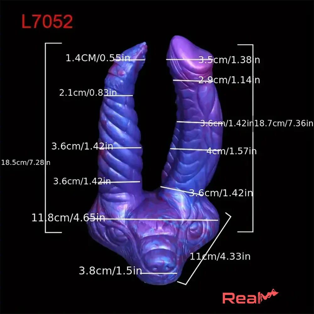 7.36in 7.99in 8.07in U-shaped Double-headed Monster Dildo Pleasure Toy Real Dildo