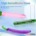 6.2in 7.5in 7.7in Discreet Colors Fruit Vegetable Crystal Glass Anal Plug Dildo Real Dildo