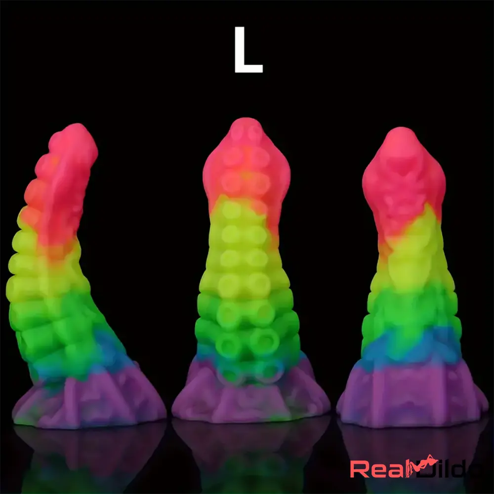 6.34in 8.66in Silicone Soft Rainbow Cock Tentacle Luminous Intimate Dildo Real Dildo