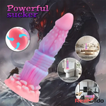 8.46in Fantasy Luminous Monster Silicone Soft Dildo Anal Opener Cock Real Dildo