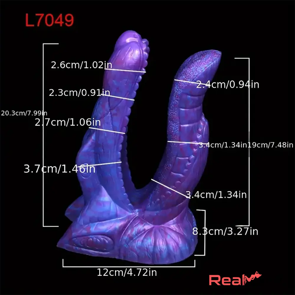 7.36in 7.99in 8.07in U-shaped Double-headed Monster Dildo Pleasure Toy Real Dildo