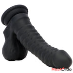 8.07in Big Black Weird Double Layer Silicone Soft Scale Caterpillar Dildo Real Dildo