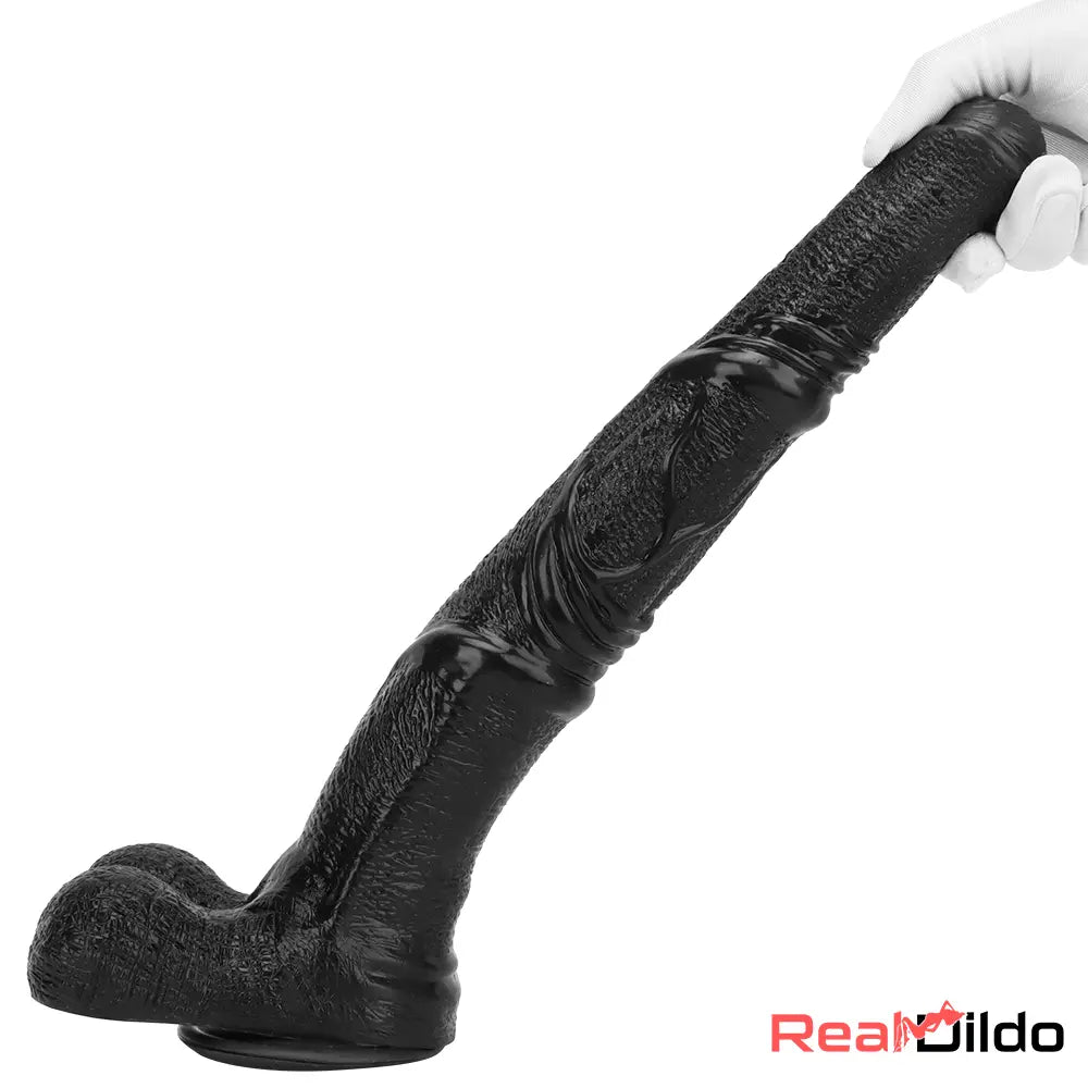 14.76in Extra Long Huge Black Soft Liquid Silicone Horse Cock Large Dildo Real Dildo