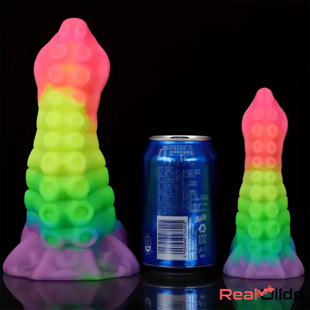 6.34in 8.66in Silicone Soft Rainbow Cock Tentacle Luminous Intimate Dildo Real Dildo