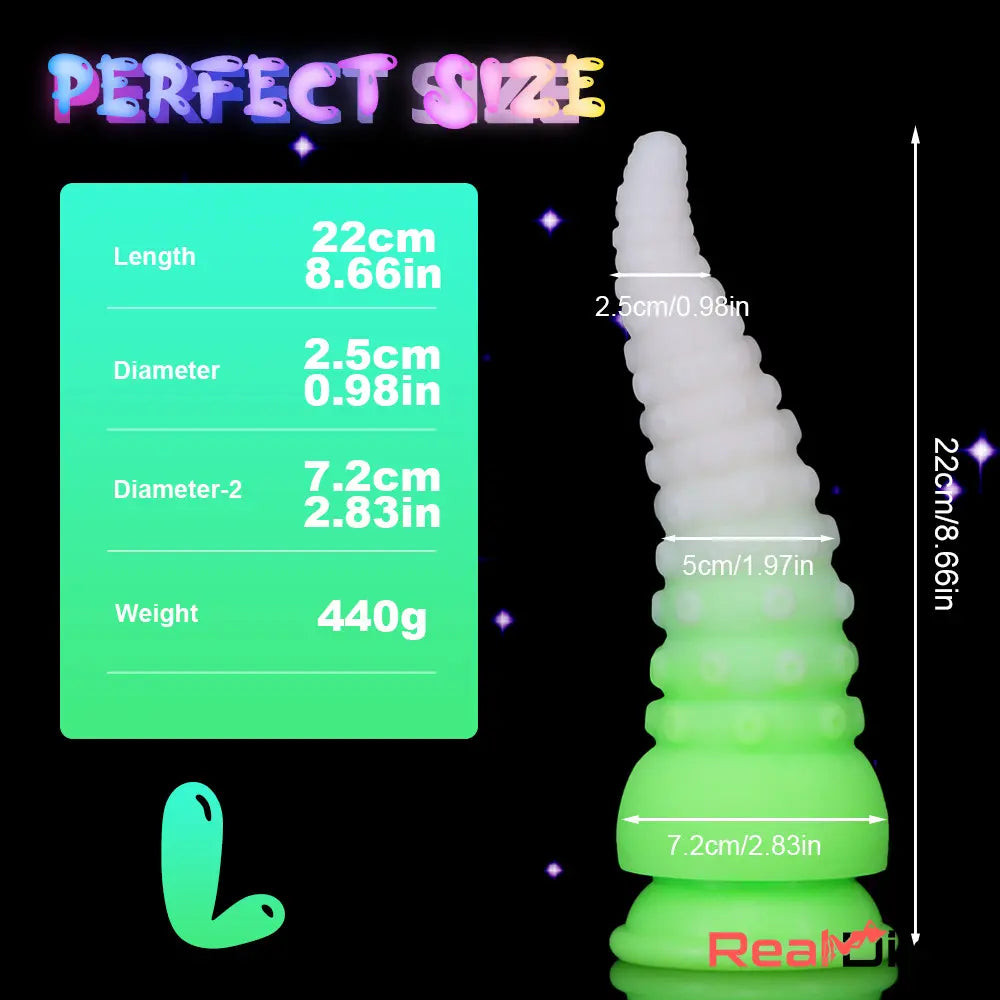 6.42in 7.48in 8.66in Fluorescent Octopus Tentacle Soft Dildo Female Sex Toy - Real Dildo