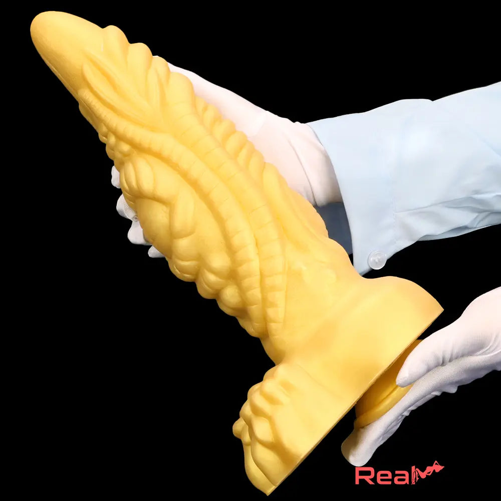 14.56in Gold Liquid Large Soft Long Fantasy Silicone Male Female Dildo - Real Dildo