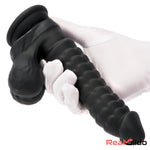 8.07in Big Black Weird Double Layer Silicone Soft Scale Caterpillar Dildo Real Dildo