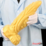 14.56in Gold Liquid Large Soft Long Fantasy Silicone Male Female Dildo - Real Dildo