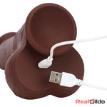 8.85in 3in1 Intelligent Heating Thrusting Vibrating Electric Ebony Large Dildo Real Dildo