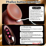 8.46in Vibrating Heating Silicone Uncut Big Dildo With Sliding Skin Penis Real Dildo