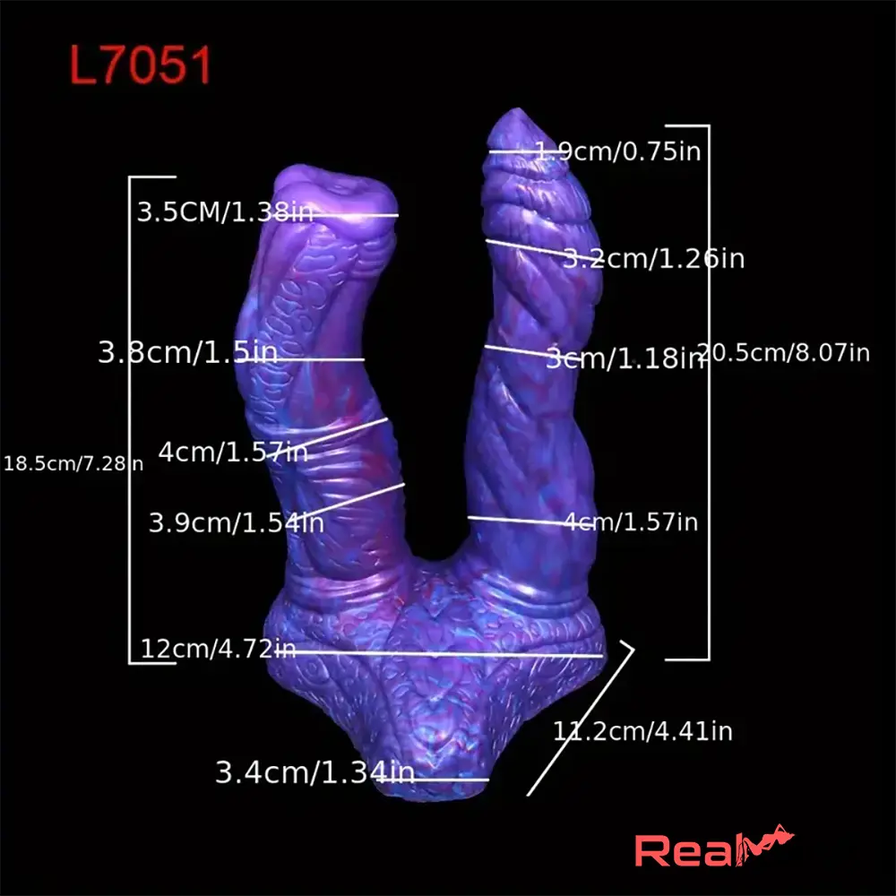 7.36in 7.99in 8.07in U-shaped Double-headed Monster Dildo Pleasure Toy Real Dildo
