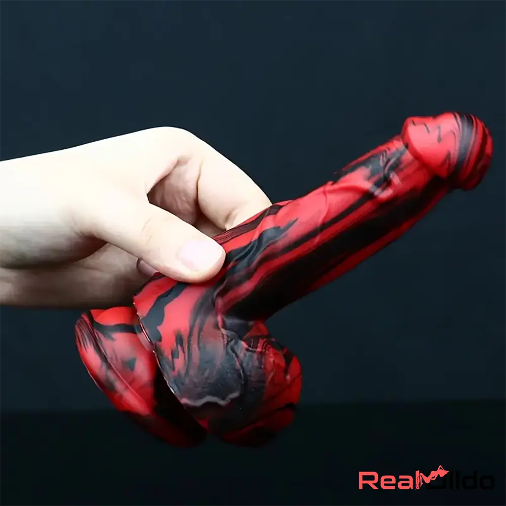 6.1in Silicone Soft Red Black Dildo For G-Spot Anal Stimulation Women Sex Real Dildo