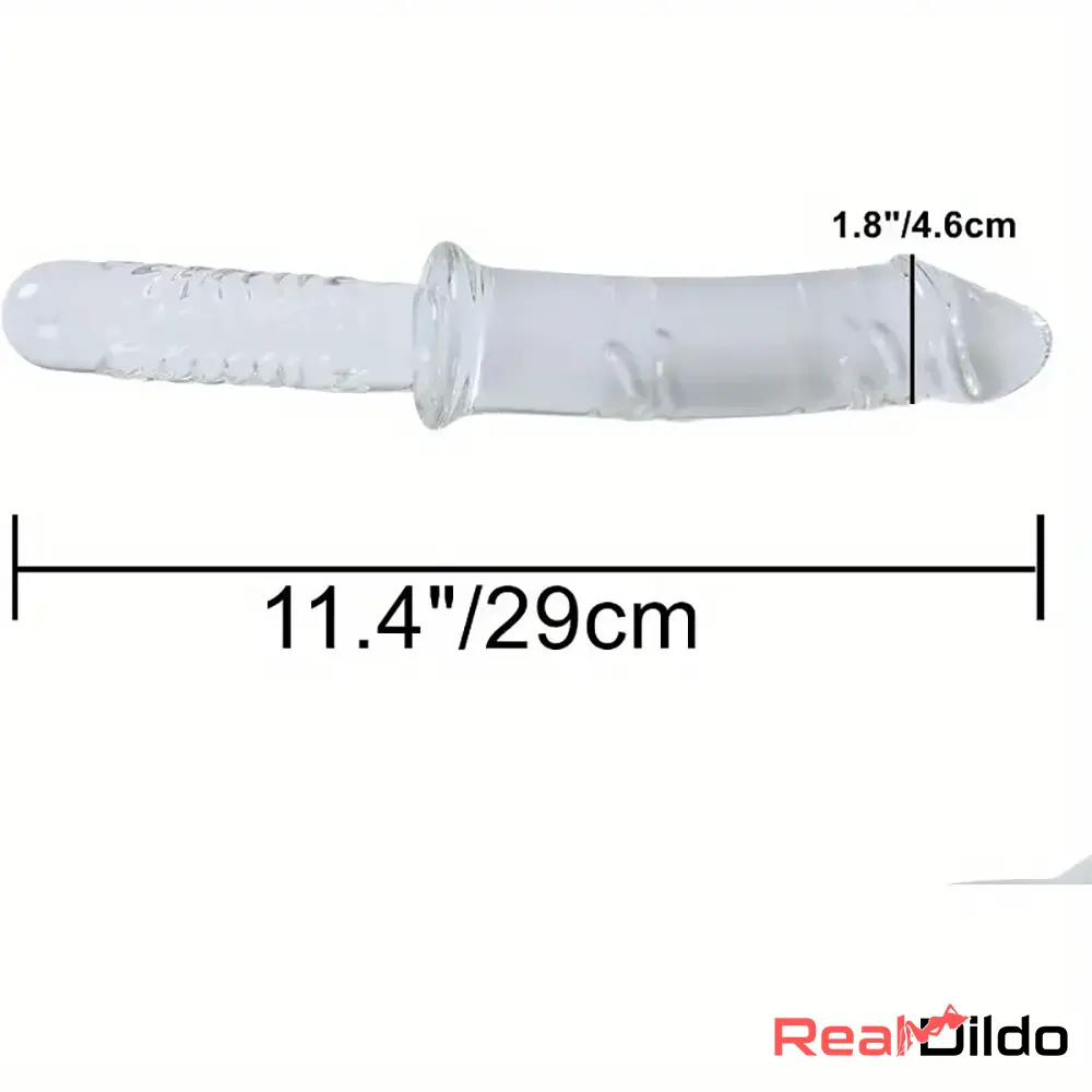 11.4in Realistic Clear Glass Crystal Dildo For Hands-Free G Spot Love Real Dildo