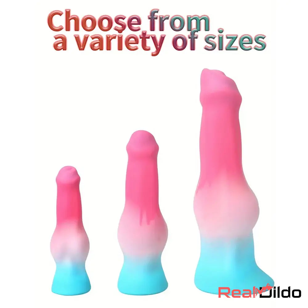 5.31in 7.09in 8.66in Odd Animal Dog Cock knot Silicone Thick Flexible Dildo - Real Dildo
