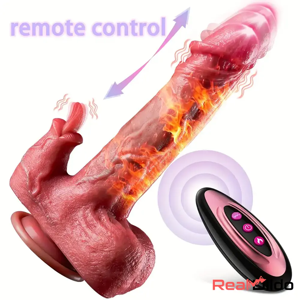 8.66in Realistic Thrusting Licking Heating Vibrator Dildo For Women Anal Clit Real Dildo