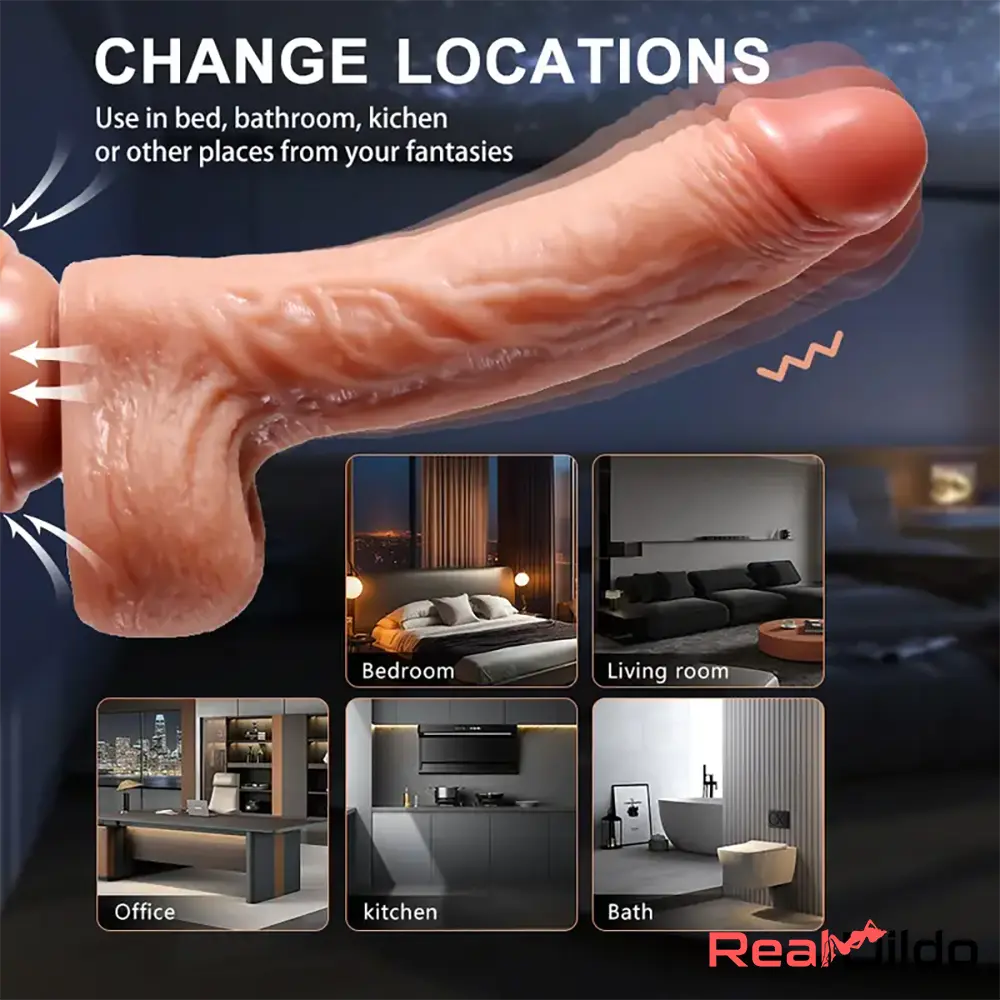 8.7in Soft Big Silicone Thrusting Rotating Heating Remote Penis Auto Dildo Real Dildo