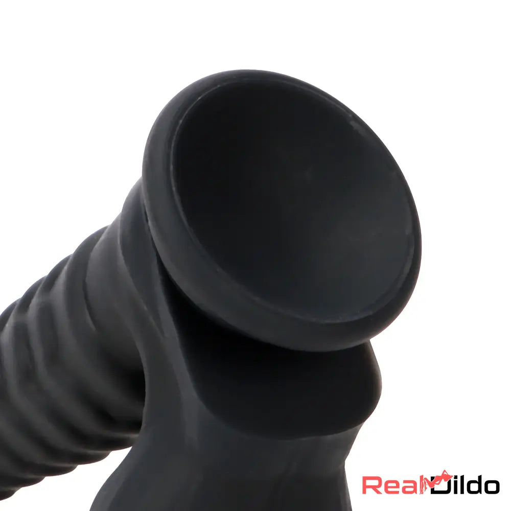 8.07in Big Black Weird Double Layer Silicone Soft Scale Caterpillar Dildo Real Dildo