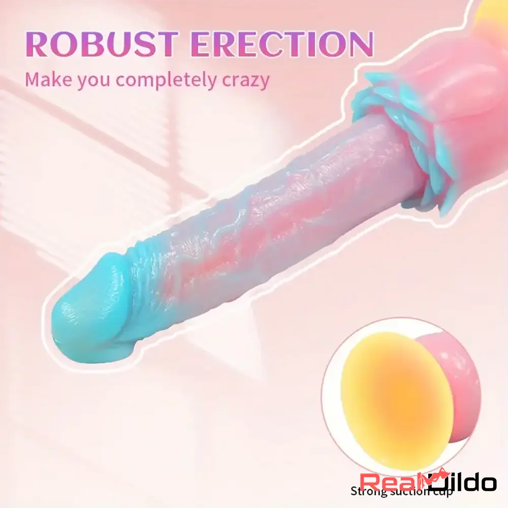9.84in Silicone Soft Luminous Fantasy Cock Dildo With Rose Flower Base Real Dildo