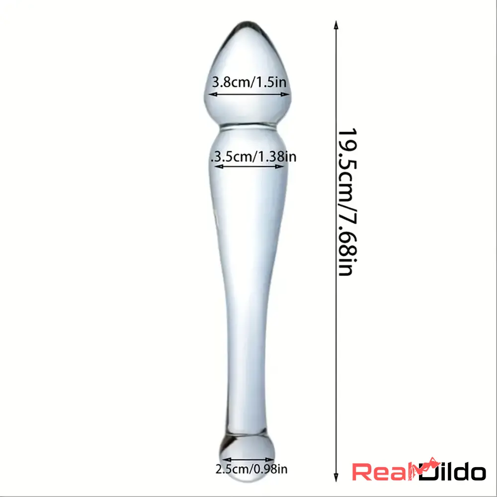 7.68in Unisex Glass Double Heads Dildo External Anal Opener Pleasure Toy Real Dildo