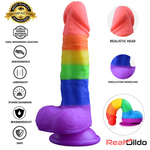 7.67in Silicone Rainbow Soft Dildo For Gay LGBT Adult Intimate Stimulation Real Dildo