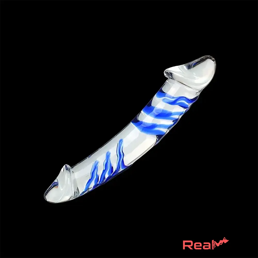 11.02in Clear Elegant Double Heads Glass Crystal Large Dildo Massager Real Dildo