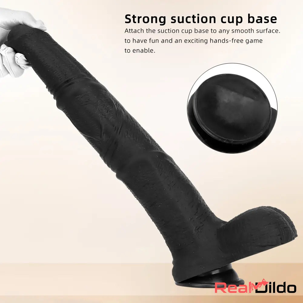 14.76in Extra Long Huge Black Soft Liquid Silicone Horse Cock Orgasm Dildo Real Dildo