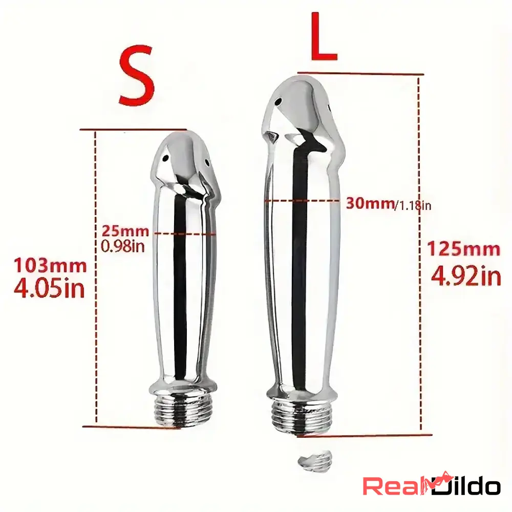 4.05in 4.92in Metal Enema Shower Small Dildo For G Spot Vaginal Cleaner Real Dildo