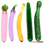 Multiple Lengths Colors Fruit Vegetable Crystal Clear Glass Anal Cock Dildo Real Dildo