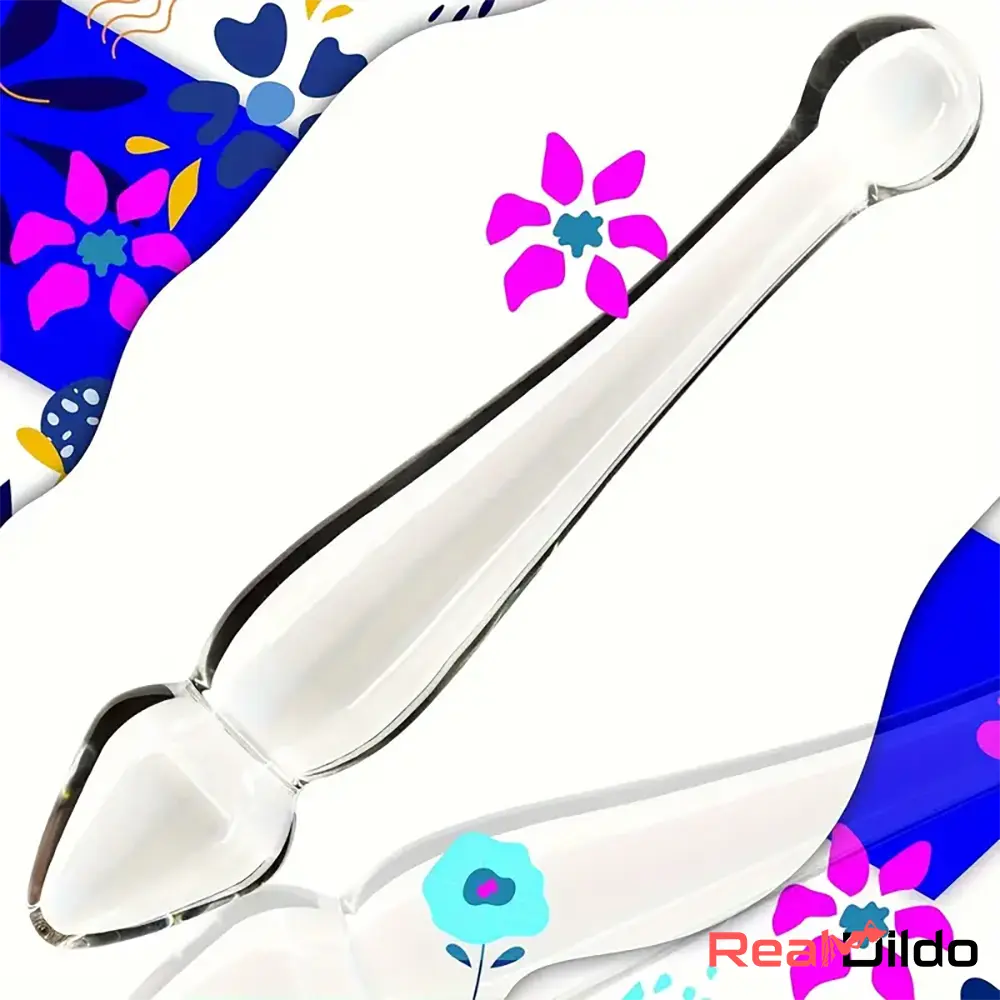 7.68in Unisex Glass Double Heads Dildo External Anal Opener Pleasure Toy Real Dildo