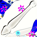 7.68in Unisex Glass Double Heads Dildo External Anal Opener Pleasure Toy Real Dildo