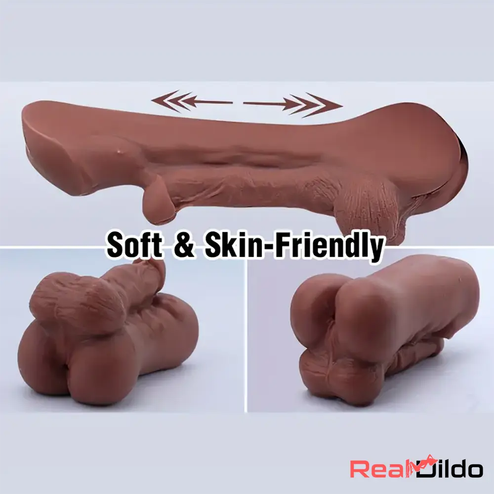 6.3in Premium 3D Real Silicone Flexible Ebony Dildo Soft Pocket Pussy Real Dildo