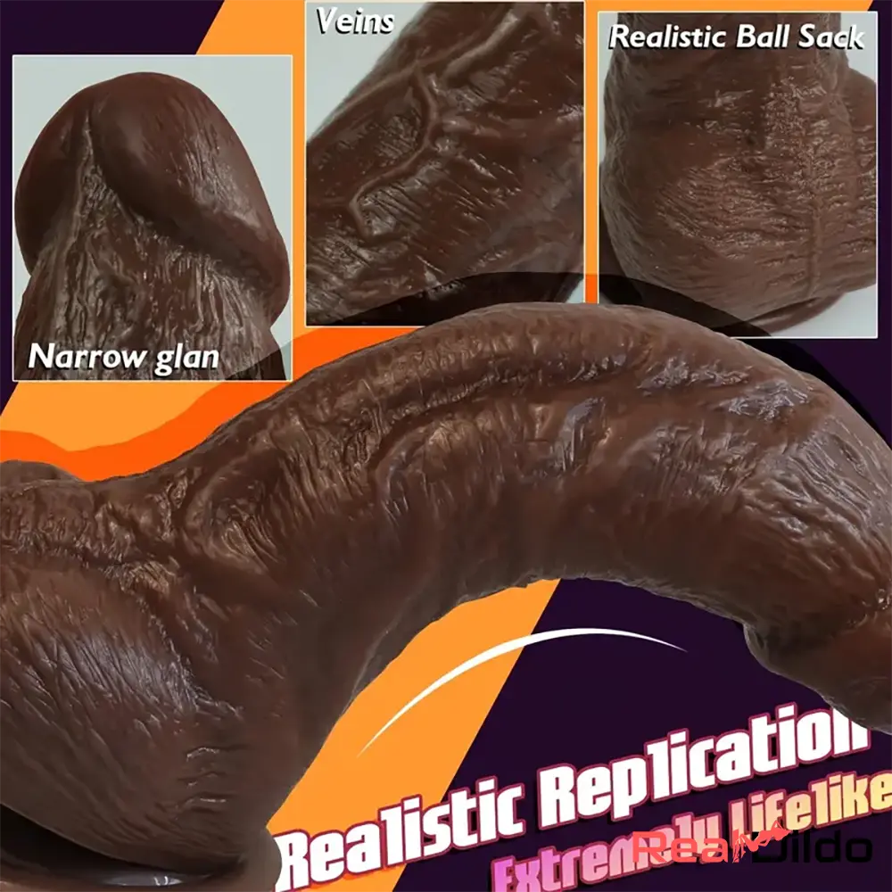 8in Big Silicone Cock Realistic Ebony Dildo BDSM Sex Toy For Pleasure Toy Real Dildo