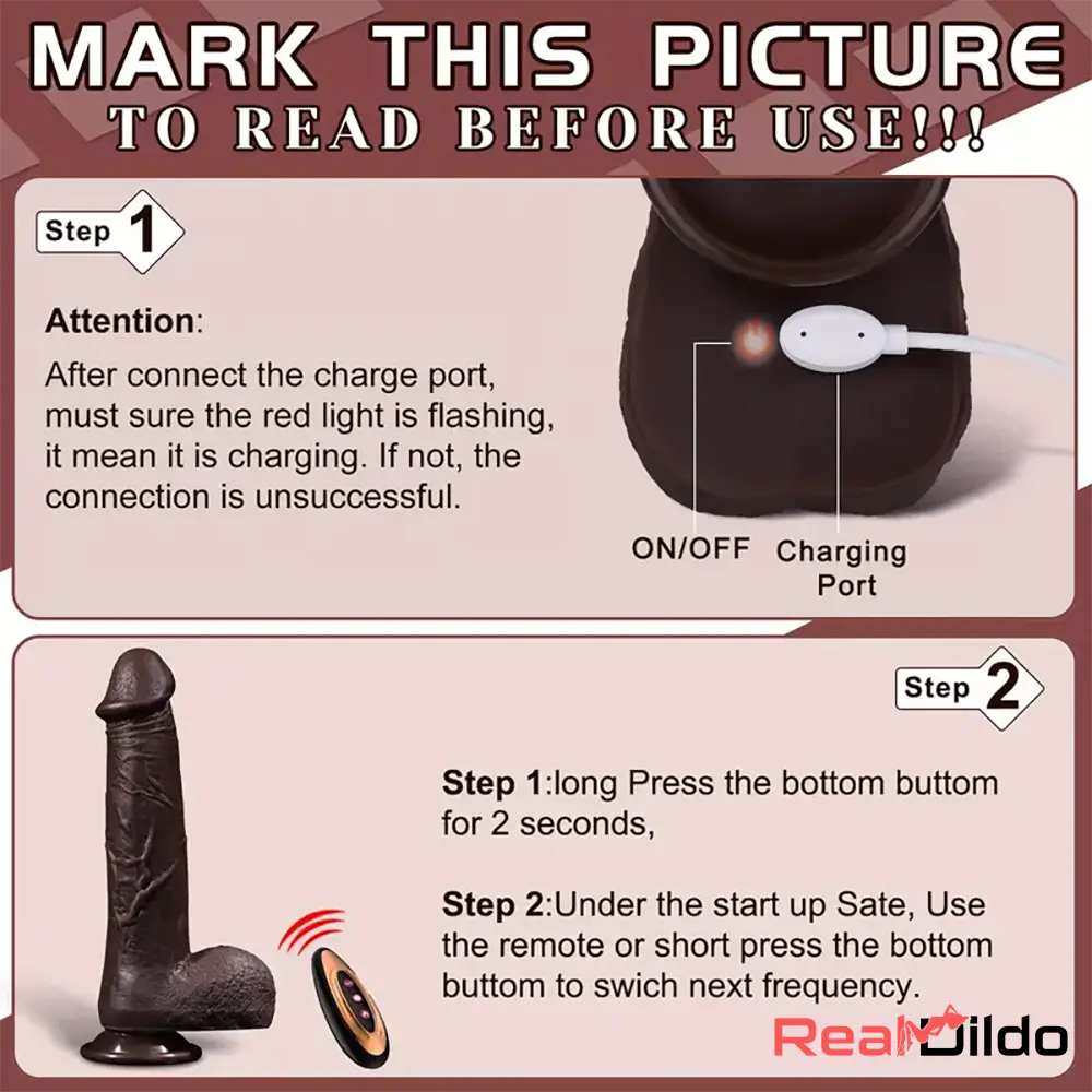 8.6in Soft Big Silicone Thrusting Vibrating Heating Remote Ebony Auto Dildo Real Dildo