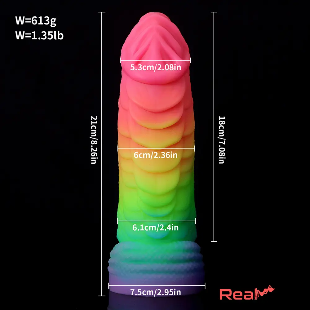 8.26in Fantasy Big Dragon Luminous Silicone Soft Women Self-Pleasure Dildo Real Dildo