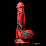 6.1in Silicone Soft Red Black Dildo For G-Spot Anal Stimulation Women Sex Real Dildo