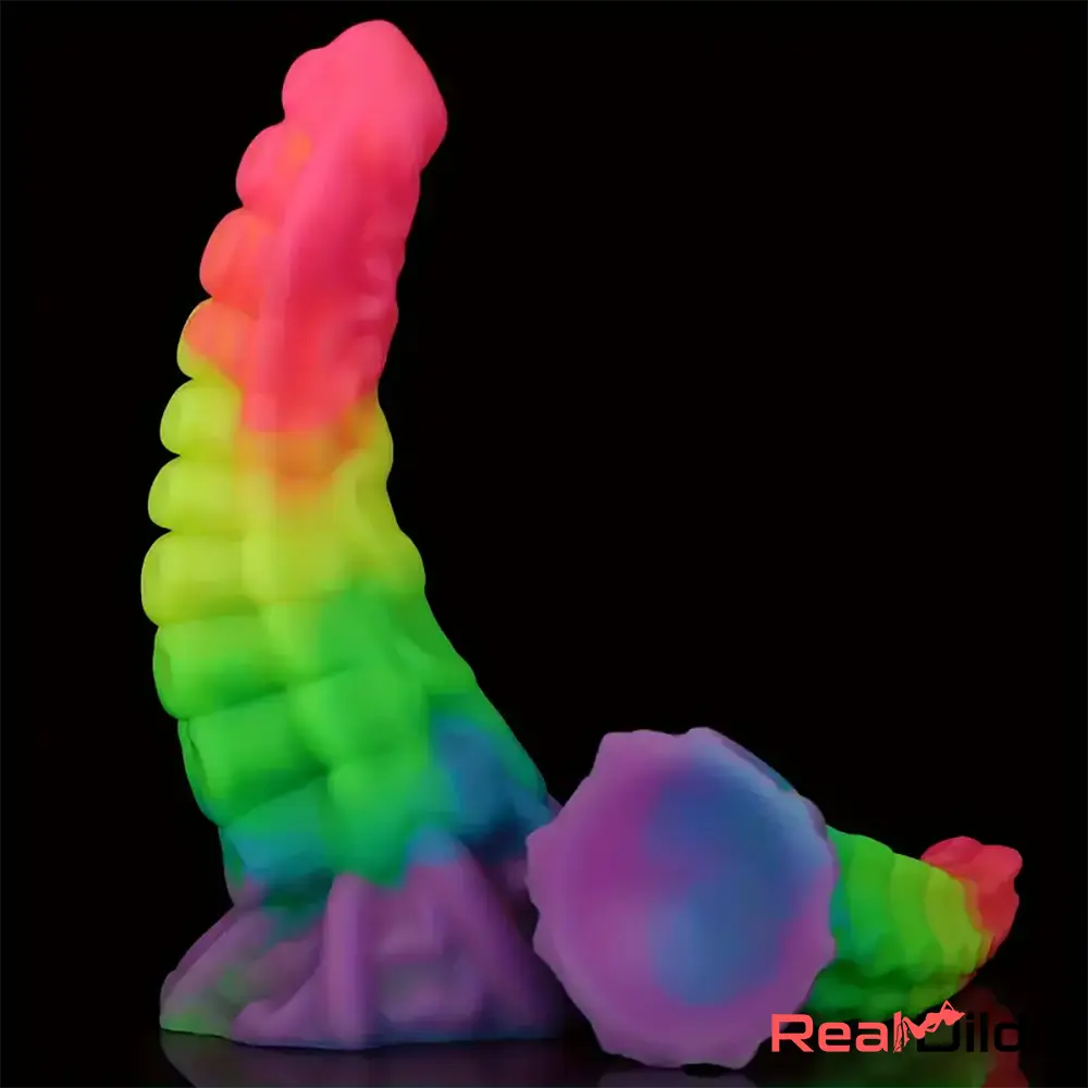 6.34in 8.66in Silicone Soft Rainbow Cock Tentacle Luminous Intimate Dildo Real Dildo