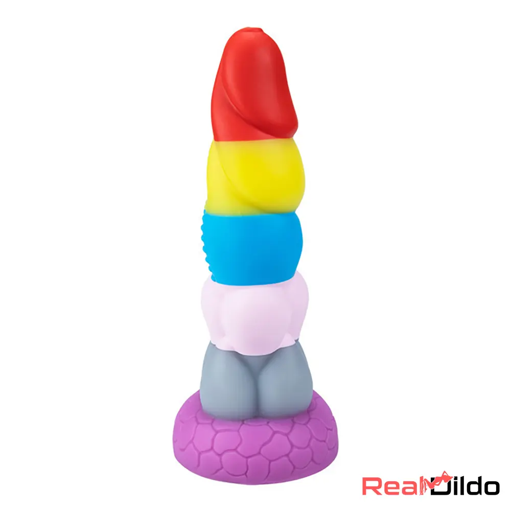 8.66in Silicone Rainbow Soft Big Dildo For Gay LGBT Adults Sex Toy Real Dildo