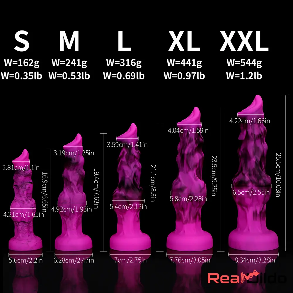 6.65in 7.63in 8.3in 9.25in 10.03in Odd Dog Knot Silicone Soft Real Dildo - Real Dildo