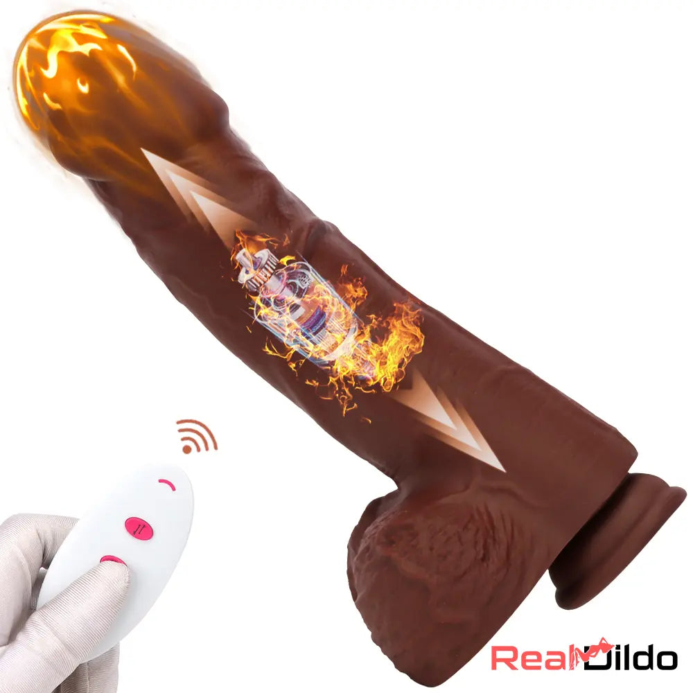 9.84in Realistic Remote Control Auto Heating Thrusting Vibrating Cock Dildo Real Dildo