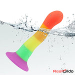 6.89in Colorful Silicone Soft Rainbow Dildo G-Spot Vagina Stimulator - Real Dildo