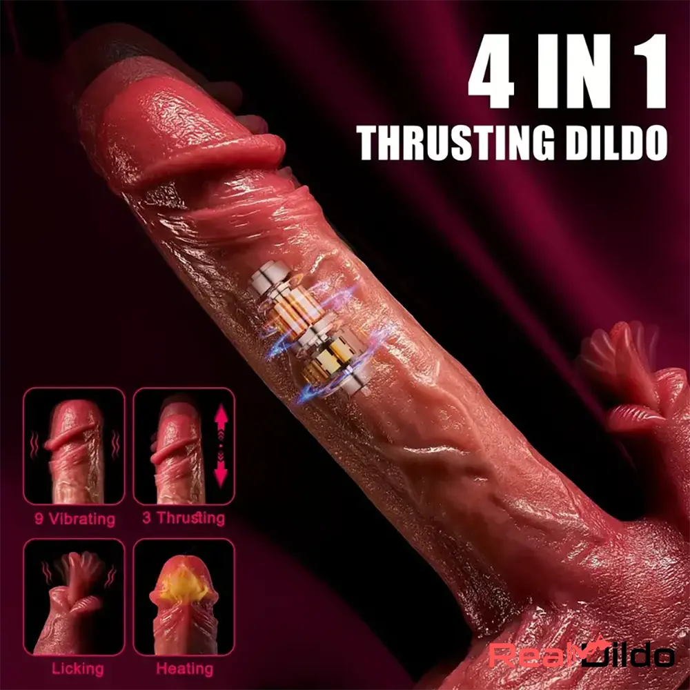8.66in Realistic Thrusting Licking Heating Vibrator Dildo For Women Anal Clit Real Dildo
