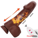 8.85in 3in1 Intelligent Heating Thrusting Vibrating Electric Ebony Large Dildo Real Dildo
